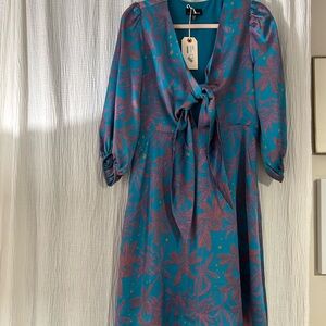 Lucy Paris Blue and Red Puff Sleeve Sundress